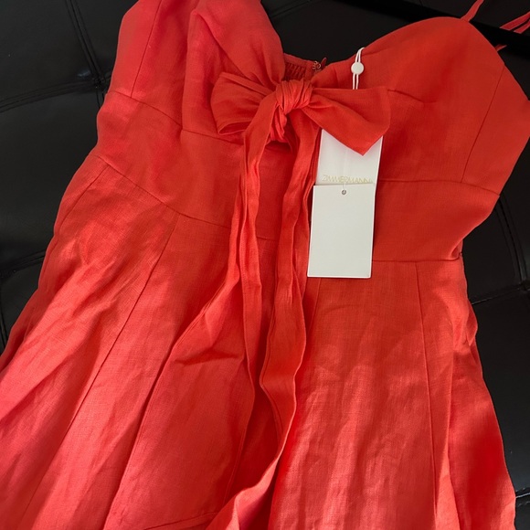 NWT Zimmermann Crush Tie Front Linen Midi Dress 2 US8 - Picture 9 of 15